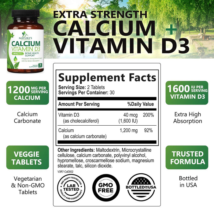 Calcium with Vitamin D – 1200mg – 60 Tablets