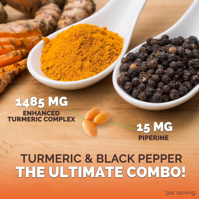 Turmeric Curcumin with Black Pepper Extract 1500mg, Advanced Absorption Tumeric Extract Liquid Softgels Herbal Supplement, Curcuminoids Antioxidant Joint Support for Women & Men, Non-GMO - 60 Softgels