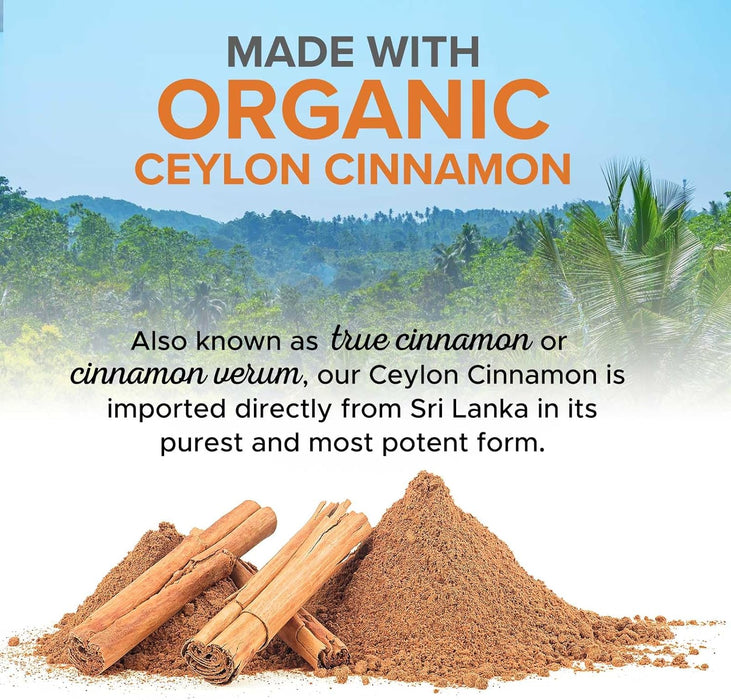 Ceylon Cinnamon Capsules - Certified Organic Cinnamon Pills, Non-GMO, Dairy & Gluten Free, Sri Lanka Cinnamon Powder Supplement, Vegan True Cinnamomum Vitamins, Sugar Free, Cinnamon Capsules