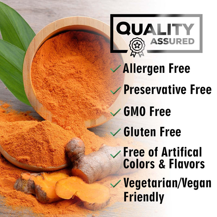 Turmeric Curcumin Supplement with BioPerine 95% Curcuminoids 2600mg with Black Pepper for Best Absorption, Bottled in USA, Best Natural Vegan Joint Support, Nature's Non-GMO Tumeric - 180 Capsules