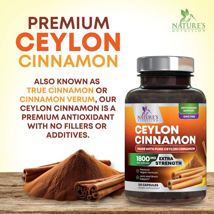 Organic Ceylon Cinnamon 1800mg – 120 Capsules