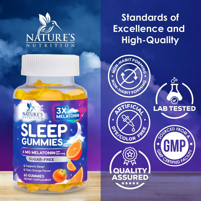Melatonin Sleep Gummies Sugar Free – 6mg – 60 Count