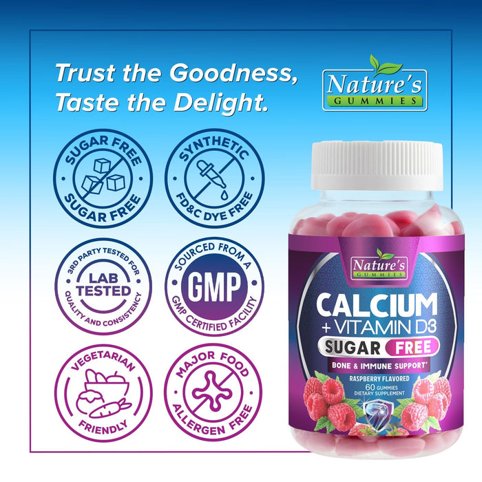 Sugar Free Chewable Calcium Gummy Vitamins – 400 IU – 60 Gummies