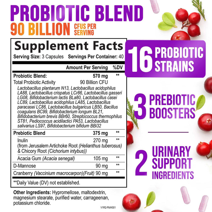 Probiotics for Women – 90 Billion CFU – 120 Capsules