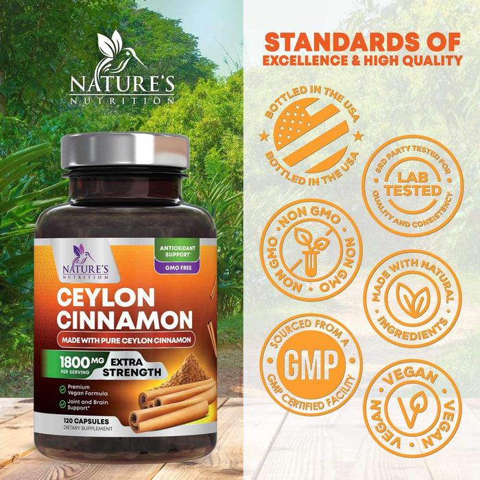 Organic Ceylon Cinnamon 1800mg – 120 Capsules