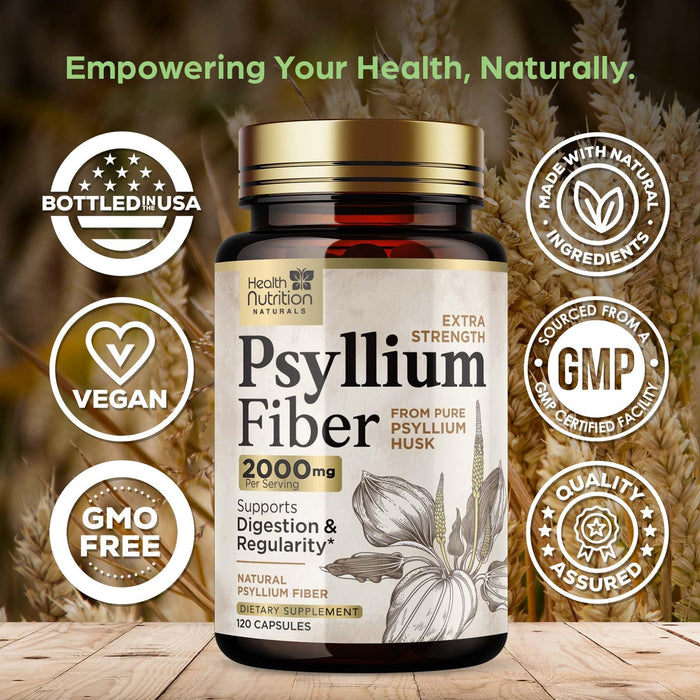 Psyllium Husk Fiber Capsules 1500mg – 120 Capsules