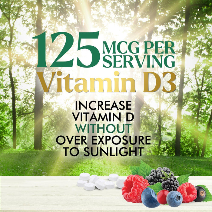 Vitamin D3 5000 IU (125 mcg) Nature's Vitamin D Chewable for – 60 Count Tablets
