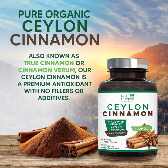 Ceylon Cinnamon Capsules 1800mg – 180 Capsules