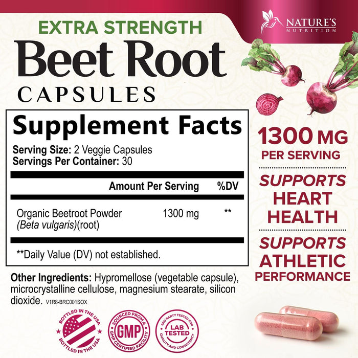 Beet Root Capsules 1300mg – 60 Veggie Capsules