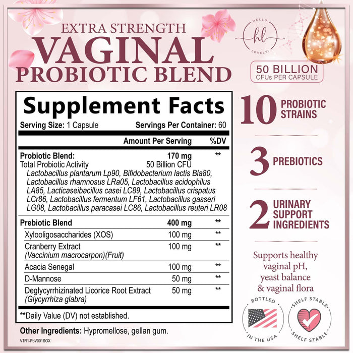 Vaginal Probiotics for Women – 50 Billion CFU – 60 Capsules