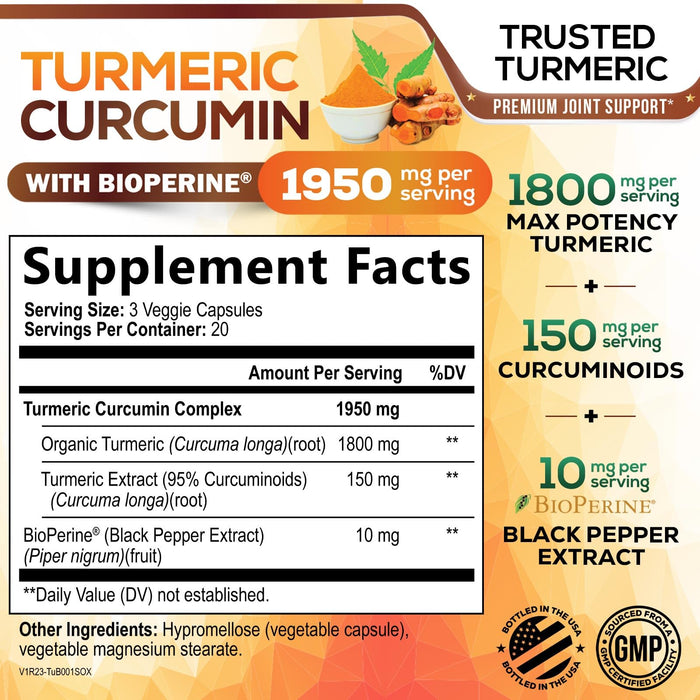 Turmeric Curcumin 1950mg – 60 Capsules