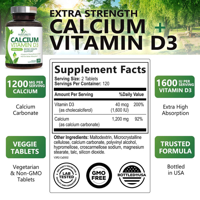 Calcium with Vitamin D – 1200mg – 240 Tablets