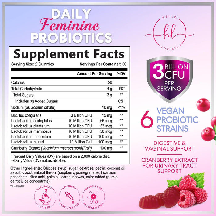 Probiotics for Women Gummies with Cranberry – 3 Billion CFU – 120 Gummies