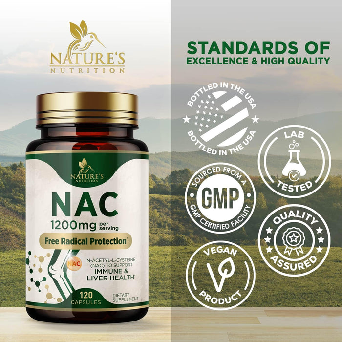 NAC N-Acetyl L-Cysteine (NAC) 1200 mg – 120 Veggie Capsules