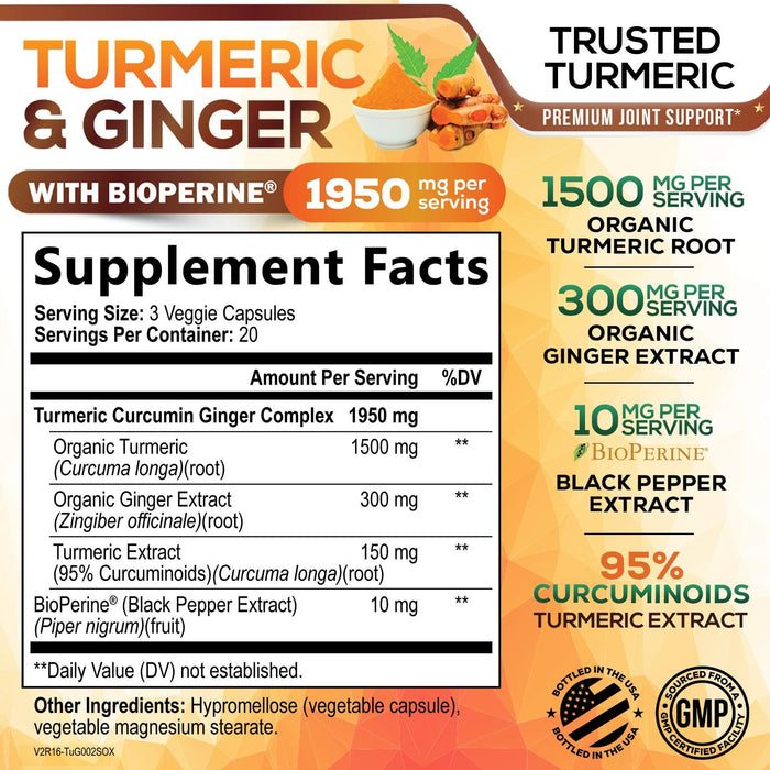 Turmeric Curcumin 1950mg – 60 Capsules