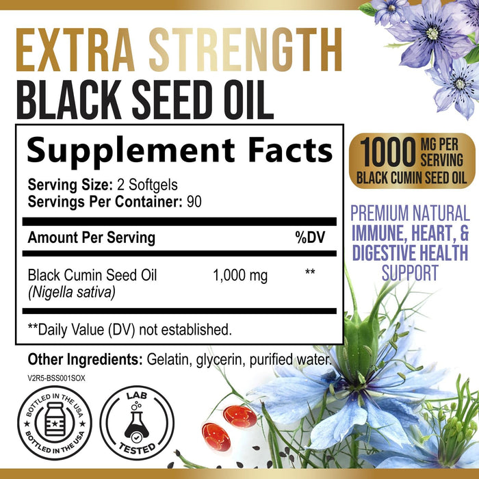 Black Seed Oil Softgels 1000mg – 180 Softgels