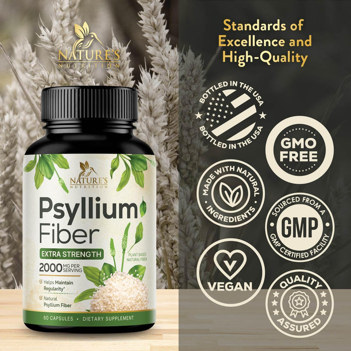 Psyllium Husk Fiber 1500mg – 60 Capsules