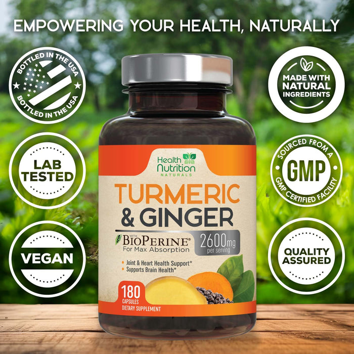 Turmeric Curcumin 2600mg – 180 Capsules