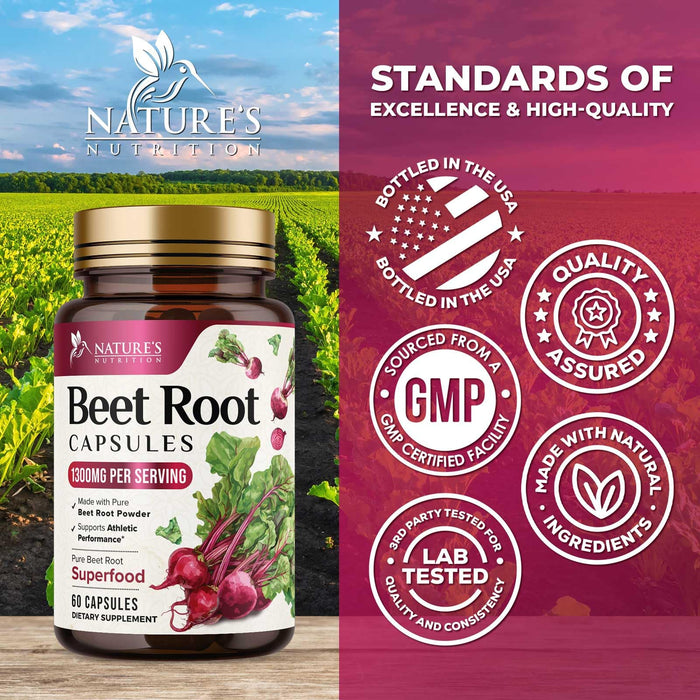 Beet Root Capsules 1300mg – 60 Veggie Capsules