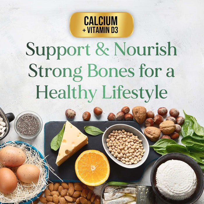 Nature's Calcium 1200 mg with Vitamin D3, Bone Health & Immune Support for Women & Men, Calcium Supplement Made with Extra Strength Vitamin D for Carbonate Absorption Dietary Supplement