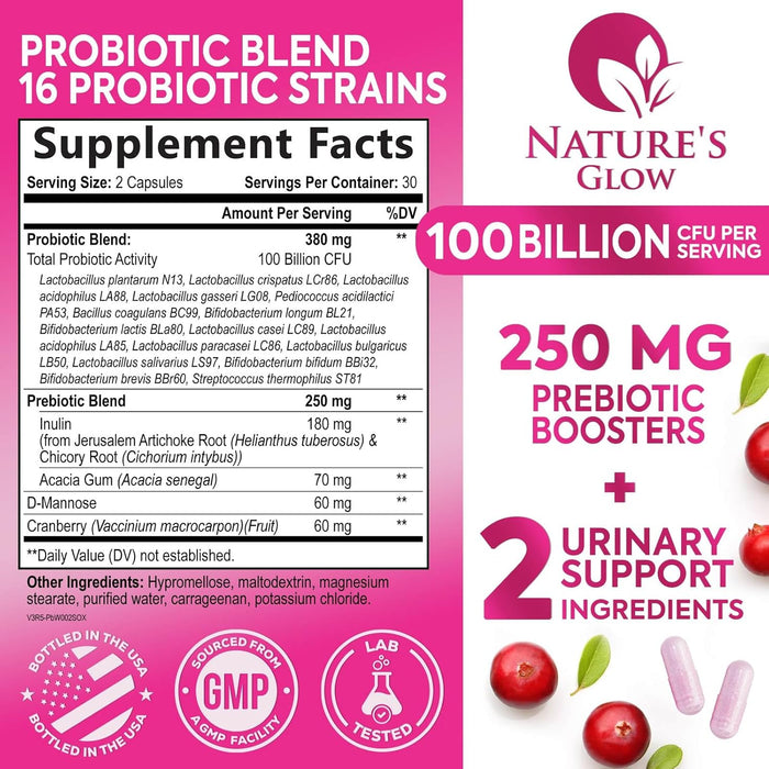 Probiotics For Women 50 Billion CFU - Women's Probiotic For Digestive Health 16 Unique Strains - Daily Vaginal PH Balance & Feminine Health Support, Womens Probiotic With Acidophilus - 60 Capsules