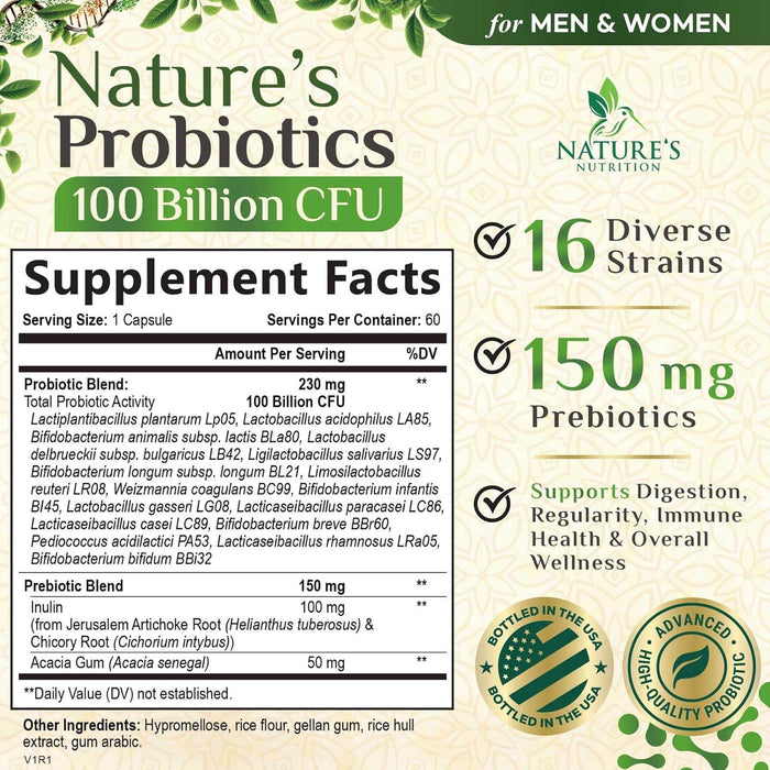 Probiotics for Women Capsules - 100 Billion CFU Prebiotics, Acidophilus Probiotics Supports Immune System Digestive Health, Supports Occasional Constipation & Bloating, Daily Supplement