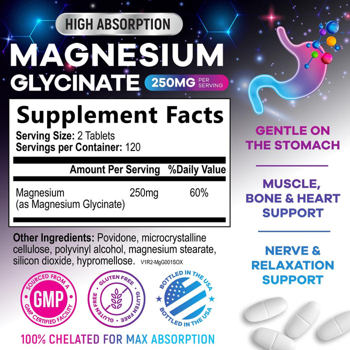 Magnesium Glycinate Chelated – 240 Tablets