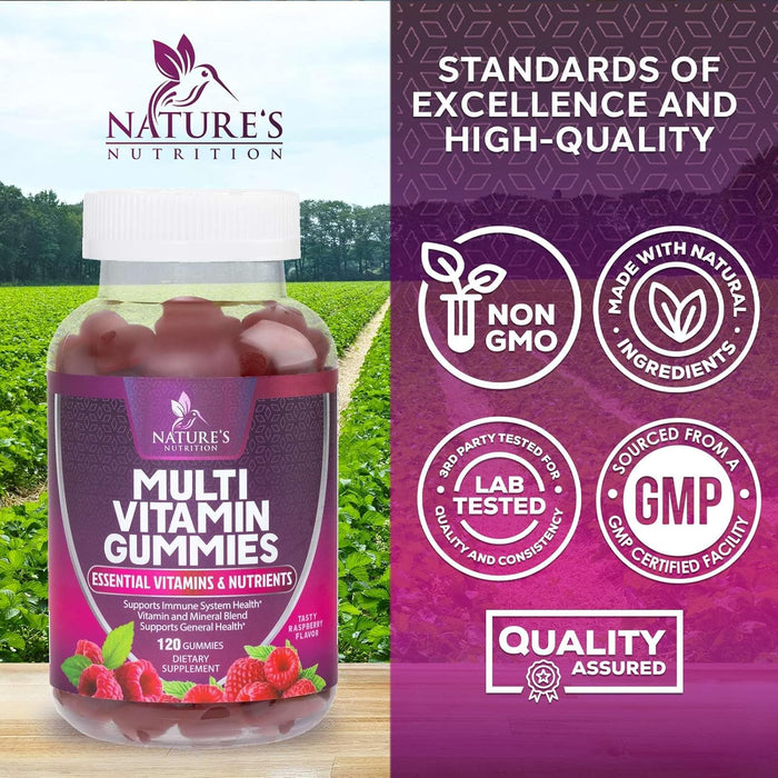 Multivitamin Gummies for Adults, Daily Gummy Vitamins & Minerals for Women & Men, Immune Support Gummy Multivitamins Supplement, Adult Multi VIT Vitamin with Vitamins A, C, D3, B12, Zinc, 120 Gummies