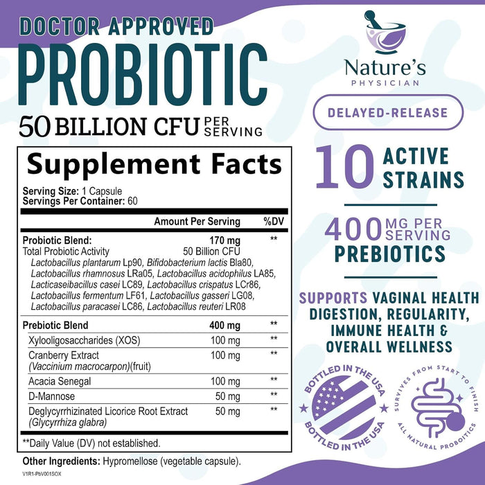 Vaginal Probiotic – 50 Billion CFU – 60 Capsules