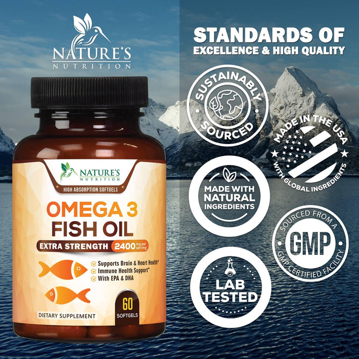 Omega-3 Fish Oil – 2400mg – 60 Softgels