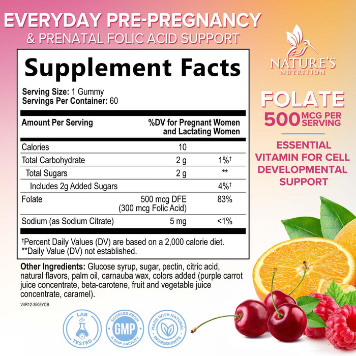 Folic Acid Gummies for Women 785 mcg – 60 Gummies