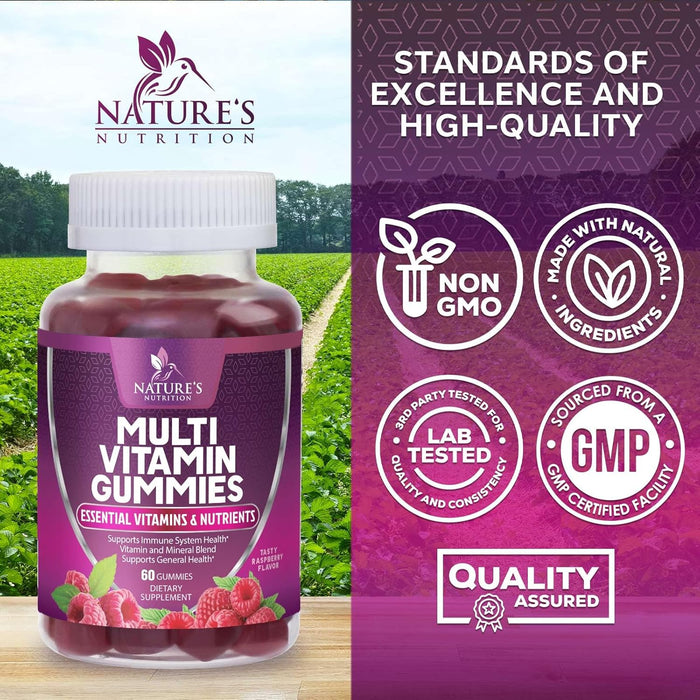 Multivitamin Gummies, Extra Strength Daily Multi Vitamin Gummy for Women & Men with Vitamins A, C, D, E, B6, B12, Zinc & Antioxidants Supplement for Immune Health Support, Non-GMO, Berry