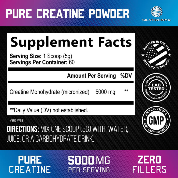Creatine Monohydrate Powder 5000mg – 60 Servings