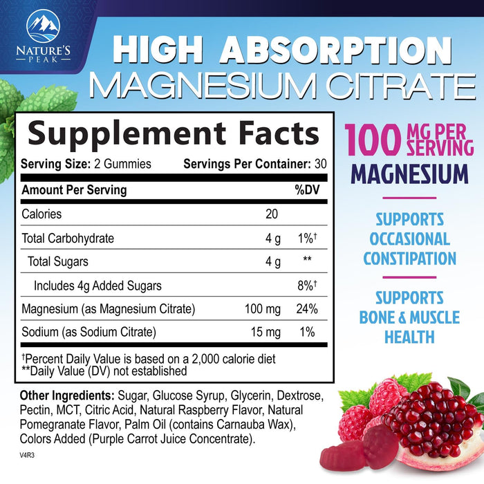 Magnesium Citrate Gummies – 60 Gummies