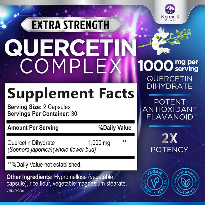 Quercetin Capsules 1000mg with Ultra Strength Complex – 60 Veggie Capsules