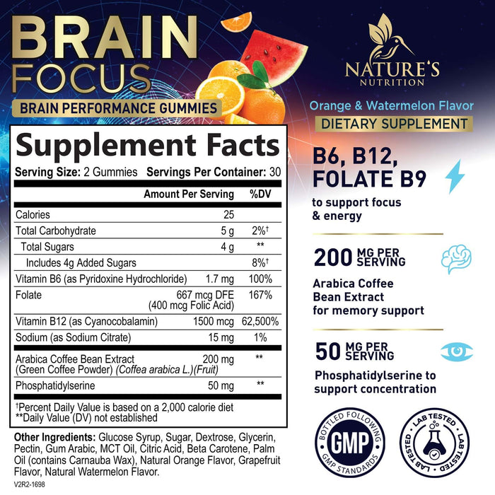 Brain & Focus Nootropic Formula – 60 Gummies