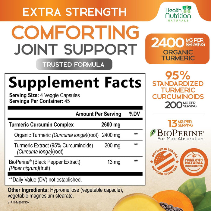 Turmeric Curcumin 2600mg – 180 Capsules