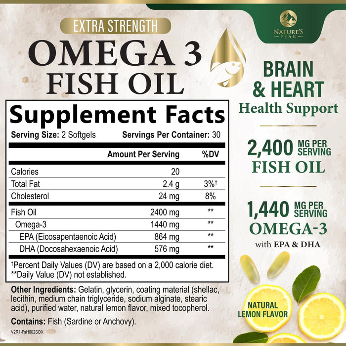 Omega-3 Fish Oil – 2400mg – 60 Softgels