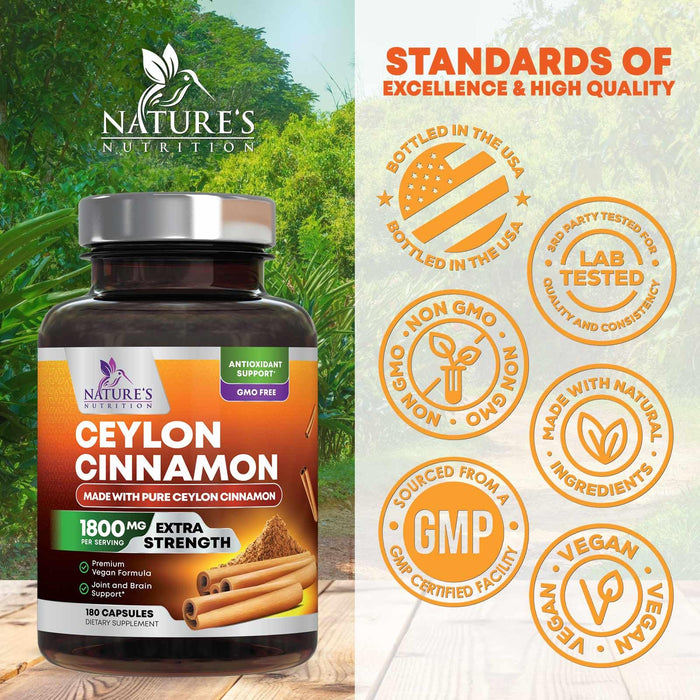 Organic Ceylon Cinnamon 1800mg – 180 Capsules