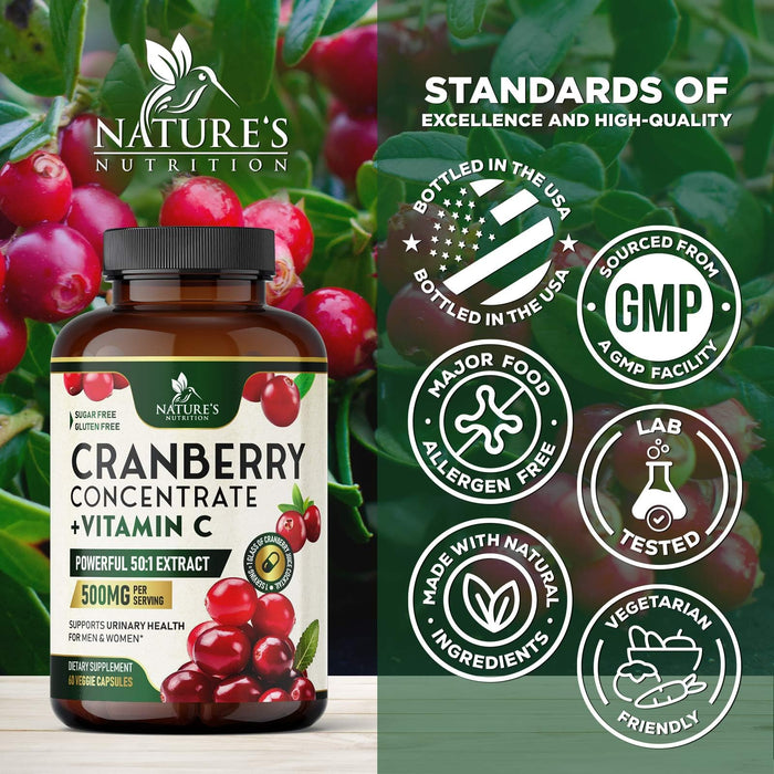 Cranberry Pills for Women â€“ 500mg â€“ 60 Capsules