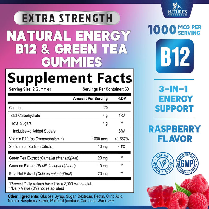 Energy Gummies 1000 mcg Vitamin B12 – 120 Chews