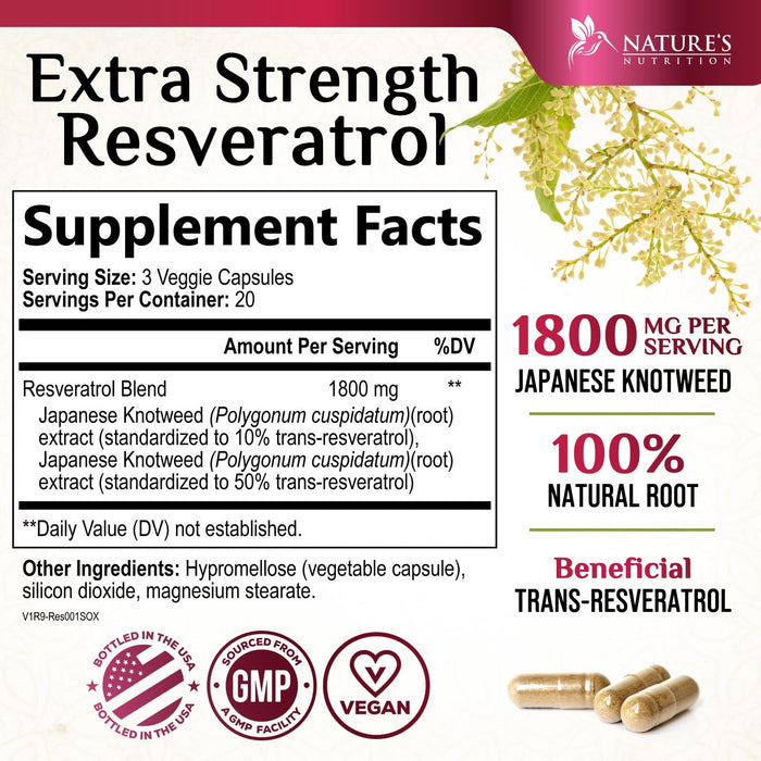 Resveratrol 1800mg – 60 Vegan Capsules