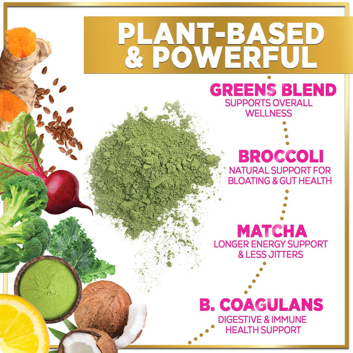 Greens Superfood Powder, Organic Spirulina & Chlorella Greens with Prebiotics & Probiotics, Gut Health & Bloating Support for Women, Green Drink Powder for Digestive & Energy Support - 28 Servings