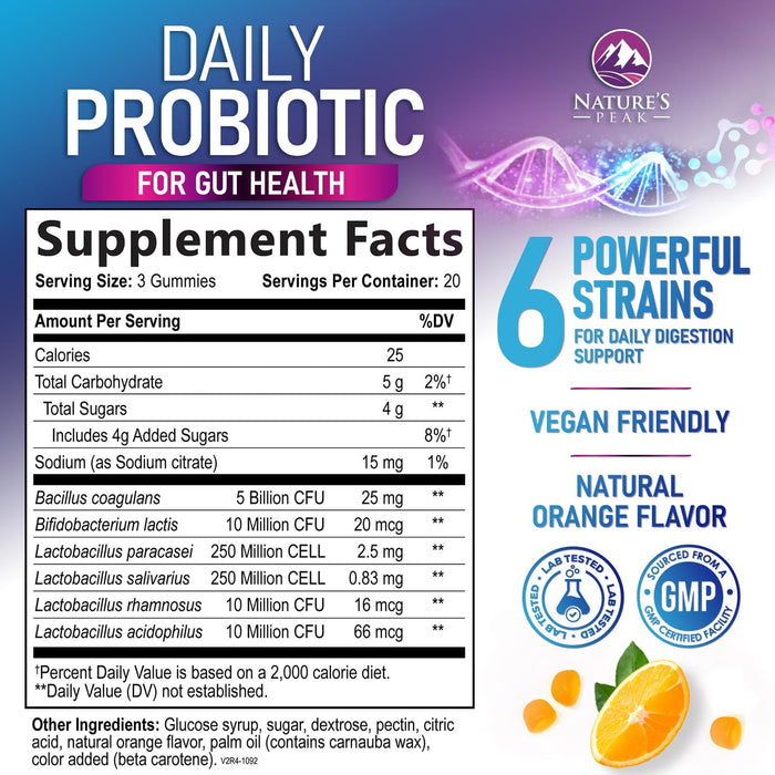 Daily Probiotic Gummies – 5 Billion CFU – 60 Count