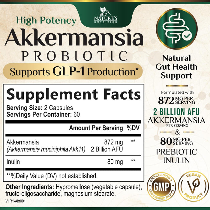 Akkermansia Probiotic Akkermansia Muciniphila GLP 1 Probiotics with Prebiotic – 120 Capsules