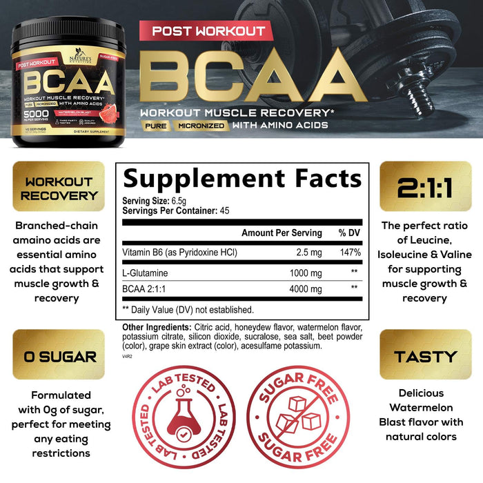 BCAA Powder 4g BCAA Amino Acids 2:1:1 – 45 Servings