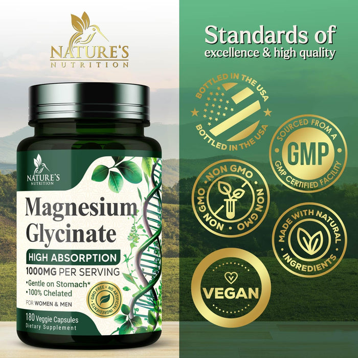 Magnesium Glycinate 1000mg Per Serving – 180 Capsules