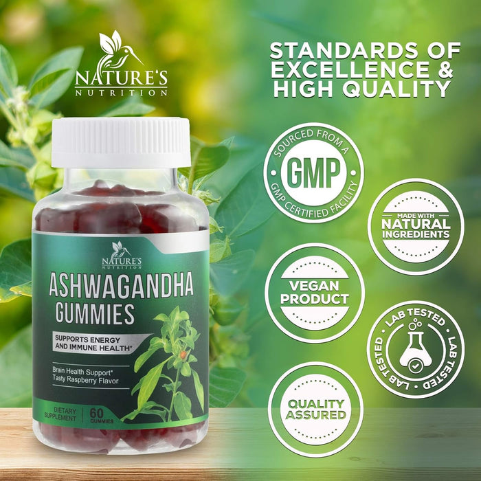 Ashwagandha Gummies for Women & Men - 3000mg Equivalent, Best Ashwagandha Supplement for Natural Stress Support, Energy & Immune Support, Vegan Ashwa Root Extract Supplements Calm Gummy - 60 Count