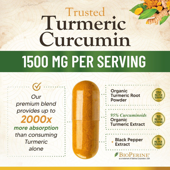 Turmeric Curcumin 1500mg – 360 Capsules
