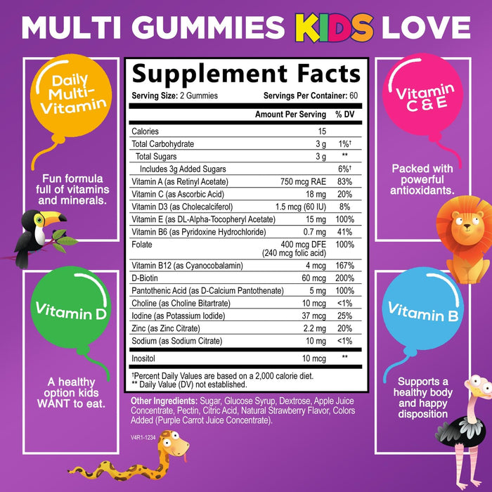 Multivitamin for Kids Gummies with Vitamin C – 120 Gummies